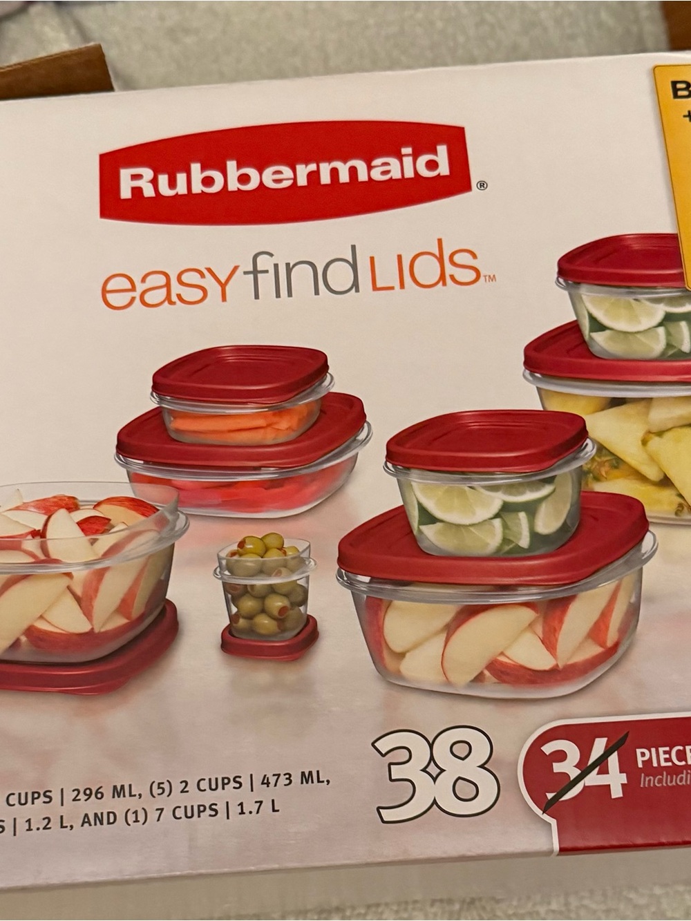 Rubbermaid Food Storage Container Set with Red Lids